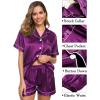 imageSWOMOG Womens 3pcs Pajamas Set Silk Satin Short Sleeve Sleepwear Button Down Loungewear Pjs NightwearPurple