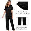 imageSWOMOG Womens 3pcs Pajamas Set Silk Satin Short Sleeve Sleepwear Button Down Loungewear Pjs NightwearSolid Black