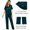 imageSWOMOG Womens 3pcs Pajamas Set Silk Satin Short Sleeve Sleepwear Button Down Loungewear Pjs NightwearSolid Deep Green