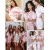 imageSWOMOG Womens 3pcs Pajamas Set Silk Satin Short Sleeve Sleepwear Button Down Loungewear Pjs NightwearSolid Pink