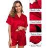 imageSWOMOG Womens 3pcs Pajamas Set Silk Satin Short Sleeve Sleepwear Button Down Loungewear Pjs NightwearSolid Red