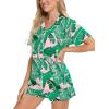 imageSWOMOG Womens Button Down Pajamas Set Short Sleeve Sleepwear Bride Soft Pj Lounge Sets XS3XLPink Leaves