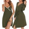 imageSWOMOG Womens Maternity Robe 2 Piece Nursing Nightgown for Breastfeeding 3 in 1 Labor Delivery Nursing Dress Lace BathrobeArmy Green