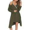 imageSWOMOG Womens Maternity Robe 2 Piece Nursing Nightgown for Breastfeeding 3 in 1 Labor Delivery Nursing Dress Lace BathrobeArmy Green