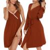 imageSWOMOG Womens Maternity Robe 2 Piece Nursing Nightgown for Breastfeeding 3 in 1 Labor Delivery Nursing Dress Lace BathrobeCoffee