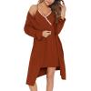 imageSWOMOG Womens Maternity Robe 2 Piece Nursing Nightgown for Breastfeeding 3 in 1 Labor Delivery Nursing Dress Lace BathrobeCoffee