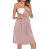 imageSWOMOG Womens Maternity Robe 2 Piece Nursing Nightgown for Breastfeeding 3 in 1 Labor Delivery Nursing Dress Lace BathrobeCtaro Purple