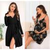 imageSWOMOG Womens Maternity Robe 2 Piece Nursing Nightgown for Breastfeeding 3 in 1 Labor Delivery Nursing Dress Lace BathrobeFloral Print Black