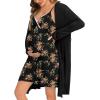 imageSWOMOG Womens Maternity Robe 2 Piece Nursing Nightgown for Breastfeeding 3 in 1 Labor Delivery Nursing Dress Lace BathrobeFloral Print Black