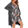 imageSWOMOG Womens Maternity Robe 2 Piece Nursing Nightgown for Breastfeeding 3 in 1 Labor Delivery Nursing Dress Lace BathrobeFloral Print Deep Grey