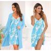 imageSWOMOG Womens Maternity Robe 2 Piece Nursing Nightgown for Breastfeeding 3 in 1 Labor Delivery Nursing Dress Lace BathrobeFloral Print Light Blue