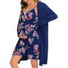 imageSWOMOG Womens Maternity Robe 2 Piece Nursing Nightgown for Breastfeeding 3 in 1 Labor Delivery Nursing Dress Lace BathrobeFloral Print Navy Blue