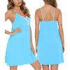 imageSWOMOG Womens Maternity Robe 2 Piece Nursing Nightgown for Breastfeeding 3 in 1 Labor Delivery Nursing Dress Lace BathrobeLight Sky Blue