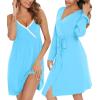 imageSWOMOG Womens Maternity Robe 2 Piece Nursing Nightgown for Breastfeeding 3 in 1 Labor Delivery Nursing Dress Lace BathrobeLight Sky Blue