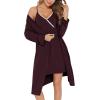 imageSWOMOG Womens Maternity Robe 2 Piece Nursing Nightgown for Breastfeeding 3 in 1 Labor Delivery Nursing Dress Lace BathrobeMaroon