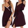 imageSWOMOG Womens Maternity Robe 2 Piece Nursing Nightgown for Breastfeeding 3 in 1 Labor Delivery Nursing Dress Lace BathrobeMaroon