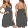 imageSWOMOG Womens Maternity Robe 2 Piece Nursing Nightgown for Breastfeeding 3 in 1 Labor Delivery Nursing Dress Lace BathrobeMistygray