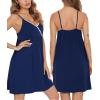 imageSWOMOG Womens Maternity Robe 2 Piece Nursing Nightgown for Breastfeeding 3 in 1 Labor Delivery Nursing Dress Lace BathrobeNavy Blue