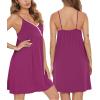 imageSWOMOG Womens Maternity Robe 2 Piece Nursing Nightgown for Breastfeeding 3 in 1 Labor Delivery Nursing Dress Lace BathrobeWineberry