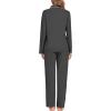 imageSWOMOG Womens Pajamas Set Long Sleeve Sleepwear Button Down Nightwear Soft Cotton Pj Lounge SetsNew Collardark Gray