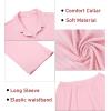 imageSWOMOG Womens Pajamas Set Long Sleeve Sleepwear Button Down Nightwear Soft Cotton Pj Lounge SetsNew Collarlight Pink