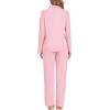imageSWOMOG Womens Pajamas Set Long Sleeve Sleepwear Button Down Nightwear Soft Cotton Pj Lounge SetsNew Collarlight Pink
