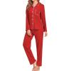 imageSWOMOG Womens Pajamas Set Long Sleeve Sleepwear Button Down Nightwear Soft Cotton Pj Lounge SetsNew Collarred