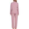 imageSWOMOG Womens Pajamas Set Long Sleeve Sleepwear Button Down Nightwear Soft Cotton Pj Lounge SetsNew Collartaro Pink