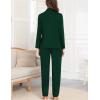 imageSWOMOG Womens Pajamas Set Long Sleeve Sleepwear Button Down Nightwear Soft Cotton Pj Lounge SetsSolidarmy Green