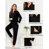 imageSWOMOG Womens Pajamas Set Long Sleeve Sleepwear Button Down Nightwear Soft Cotton Pj Lounge SetsSolidblack
