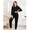imageSWOMOG Womens Pajamas Set Long Sleeve Sleepwear Button Down Nightwear Soft Cotton Pj Lounge SetsSolidblack