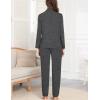 imageSWOMOG Womens Pajamas Set Long Sleeve Sleepwear Button Down Nightwear Soft Cotton Pj Lounge SetsSoliddark Gray