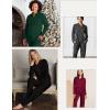 imageSWOMOG Womens Pajamas Set Long Sleeve Sleepwear Button Down Nightwear Soft Cotton Pj Lounge SetsSoliddark Gray