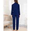 imageSWOMOG Womens Pajamas Set Long Sleeve Sleepwear Button Down Nightwear Soft Cotton Pj Lounge SetsSolidnavy Blue