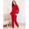 imageSWOMOG Womens Pajamas Set Long Sleeve Sleepwear Button Down Nightwear Soft Cotton Pj Lounge SetsSolidred