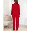 imageSWOMOG Womens Pajamas Set Long Sleeve Sleepwear Button Down Nightwear Soft Cotton Pj Lounge SetsSolidred