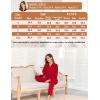 imageSWOMOG Womens Pajamas Set Long Sleeve Sleepwear Button Down Nightwear Soft Cotton Pj Lounge SetsSolidred