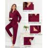 imageSWOMOG Womens Pajamas Set Long Sleeve Sleepwear Button Down Nightwear Soft Cotton Pj Lounge SetsSolidwinered