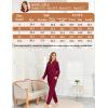 imageSWOMOG Womens Pajamas Set Long Sleeve Sleepwear Button Down Nightwear Soft Cotton Pj Lounge SetsSolidwinered