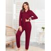 imageSWOMOG Womens Pajamas Set Long Sleeve Sleepwear Button Down Nightwear Soft Cotton Pj Lounge SetsSolidwinered