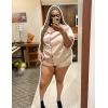 imageSWOMOG Womens Plus Size Satin Pajama Set Short Sleeve 2 piece Pj Sets Sleepwear Silk Button Down Loungewear Pjs Shorts SetDarkgreen