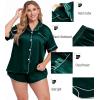 imageSWOMOG Womens Plus Size Satin Pajama Set Short Sleeve 2 piece Pj Sets Sleepwear Silk Button Down Loungewear Pjs Shorts SetDarkgreen