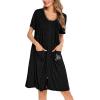 imageSWOMOG Womens Zip Up Housecoat Zipper Front Robe Lightweight Bathrobe Short Sleeve Loungewear Nightgowns with PocketsBlack Grey