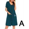 imageSWOMOG Womens Zip Up Housecoat Zipper Front Robe Lightweight Bathrobe Short Sleeve Loungewear Nightgowns with PocketsBlue Green