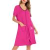 imageSWOMOG Womens Zip Up Housecoat Zipper Front Robe Lightweight Bathrobe Short Sleeve Loungewear Nightgowns with PocketsRose Pink