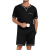 imageSWOMOG Men Modal Pajamas Set Comfy Sleepwear Short Sleeve Pjs Set Soft 2 Piece Lounge Set Cozy Nightwear with PocketsBlecked Black