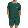 imageSWOMOG Men Modal Pajamas Set Comfy Sleepwear Short Sleeve Pjs Set Soft 2 Piece Lounge Set Cozy Nightwear with PocketsGreen