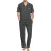 imageSWOMOG Mens Pajama Sets Short Sleeve Sleepwear Button Down Loungewear Soft Modal Lounge Pjs with Pockets SXXLLong Pantsdark Grey