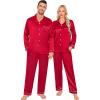 imageSWOMOG Women ampamp Men Satin Pajamas Set Couple Matching Pajamas Long Sleeve Sleepwear Button Down Loungewear 2 Pcs Pj SetZ Red With Classic Collar
