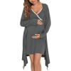 imageSWOMOG Womens Maternity Robe 2 Piece Nursing Nightgown for Breastfeeding 3 in 1 Labor Delivery Nursing Dress Lace BathrobeMistygray